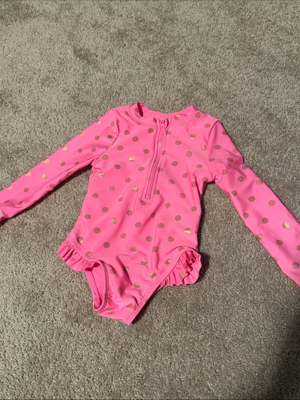 wonder nation Pink One-Piece Swimsuit with Gold Polka Dots